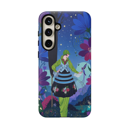 🌸🐦 The Lady Of The Midnight Bird Garden Phone Case – Art Deco Floral Fantasy