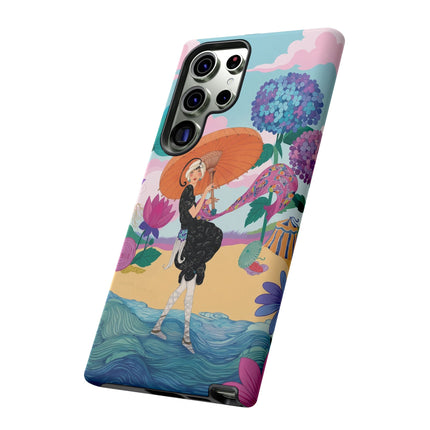 🌊☂️ The Lady Of The Flowered Seashore Phone Case – Art Deco Seaside Fashion
