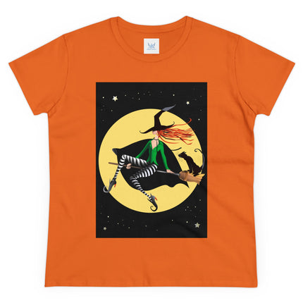A Witch’s Moonlit Flight Women's Midweight Cotton Tee