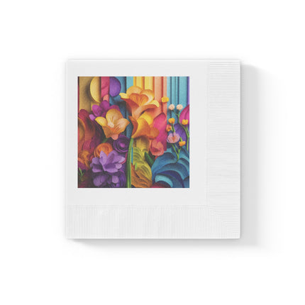 The Graceful Freesia White Coined Napkins