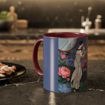 Whispers to the Golden Songbird Colorful Mugs – Art Deco Garden Elegance