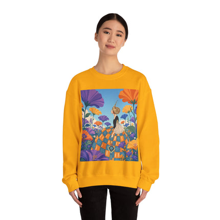 🌺🧡 The Lady Of The Golden Garden Crewneck Sweatshirt – Art Deco Fashion Fantasy