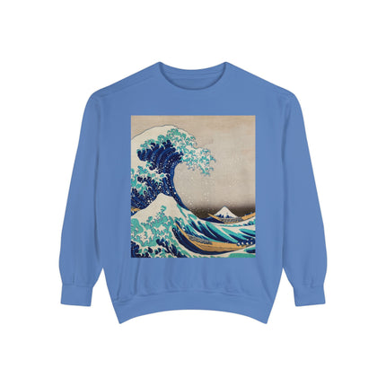 The Great Wave off Kanagawa by Katsushika Hokusai Garment-Dyed Sweatshirt