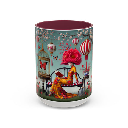 Reading in a Painted Garden Colorful Mugs (11oz, 15oz)
