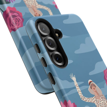 🌺👒 The Grand Flower Promenade Phone Case – Art Deco Fashion Illustration