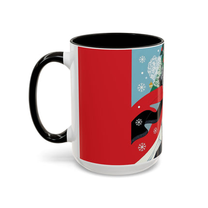 ❤️ The Lady Of The Crimson Scarf Colorful Mug – Art Deco Christmas Elegance