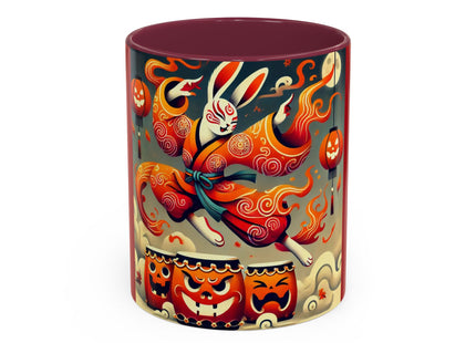 Jack-O’-Lantern Drums & The Kabuki Rabbit Colorful Mugs (11oz, 15oz)