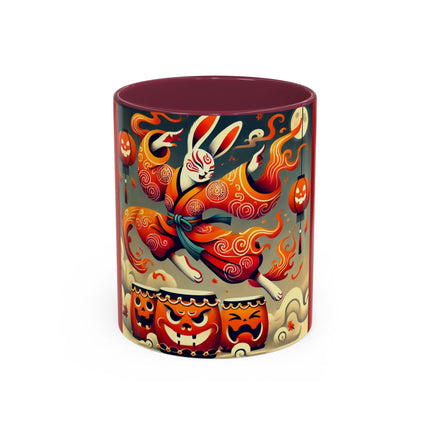 Jack-O’-Lantern Drums & The Kabuki Rabbit Colorful Mugs (11oz, 15oz)