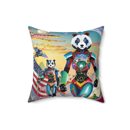 Cyber Punk Robots Spun Polyester Square Pillow