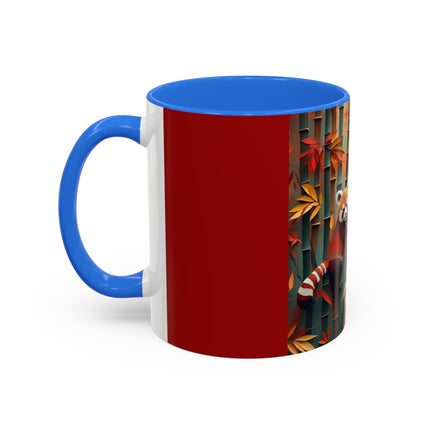 Red Panda at an Autumn Bamboo Grove Colorful Mugs (11oz, 15oz)