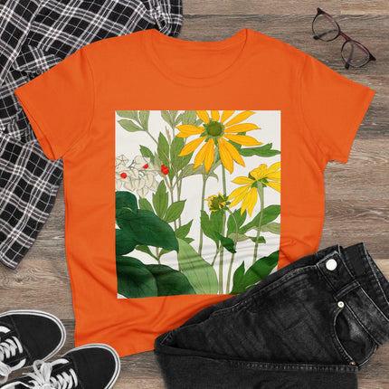 Clerodendrum & Rudbeckia Flower by Tanigami Kônan Women's Midweight Cotton Tee