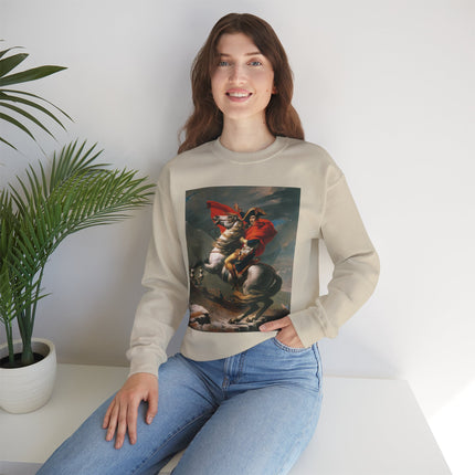 Napoleon Crossing the Alps by Jacques-Louis David Heavy Blend™ Crewneck Sweatshirt