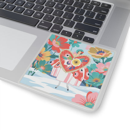 ❤️🌸 The Winter Heart Garden Kiss-Cut Sticker – Colorful Art Deco Floral Fantasy