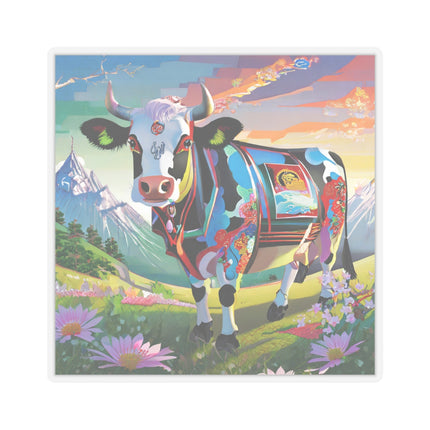 Cyber Glitch Cow Kiss-Cut Stickers (4 Sizes)