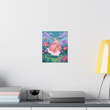 🎭🌸 The Lady Of The Garden Masquerade Matte Vertical Poster – Art Deco Fashion Illustration