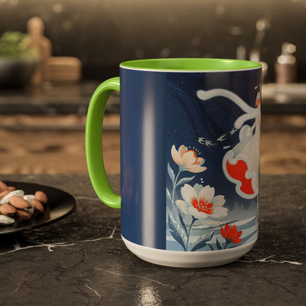❄️⛸️ The Winter Skater’s Flight Colorful Mug – Art Deco Floral Fantasy