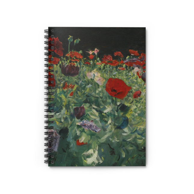 Poppies (A Study of Poppies for Carnation, Lily, Lily, Rose) by John Singer Sargent Spiral Notebook - Ruled Line