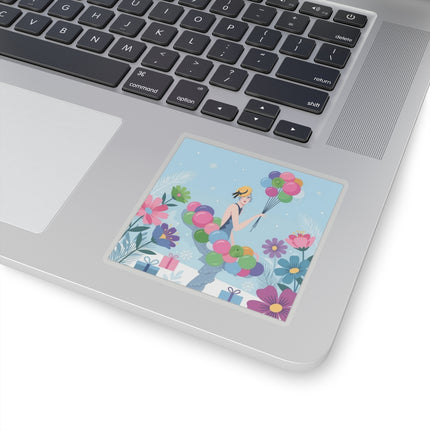 🎈❄️ The Lady Of The Winter Celebration Kiss-Cut Sticker – Art Deco Holiday Fantasy