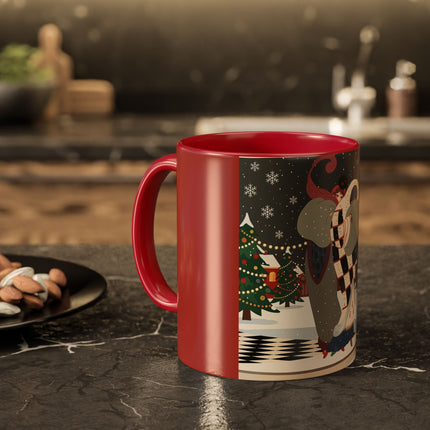 ❄️✨ The Winter Couture Promenade Colorful Mug – Art Deco Holiday Elegance