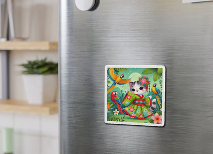 Parrot Dance of the Geisha Kitten Die-Cut Magnets (5 Sizes)