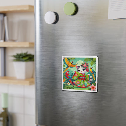 Parrot Dance of the Geisha Kitten Die-Cut Magnets (5 Sizes)