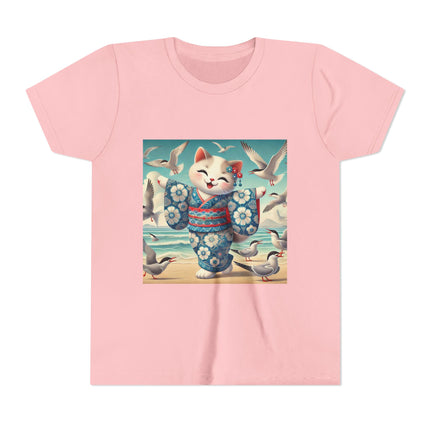 Geisha Kitten by the Seaside Youth Short Sleeve Tee