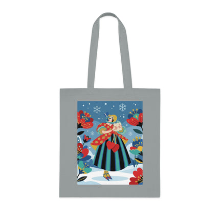 ❤️❄️ The Winter Heart Messenger Cotton Tote Bag – Art Deco Winter Enchantment