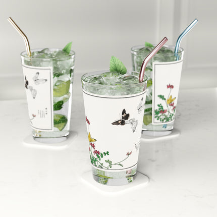 Butterflies and Flowers by Morimoto Toko Glass, 16oz