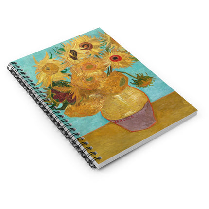 Vase with Twelve Sunflowers by Vincent Van Gogh Spiral Notebook - Ruled Line