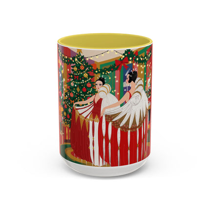 🎄💃 The Christmas Mirror Duet Colorful Mug – Art Deco Holiday Elegance