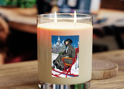 Elegant Winter Woman in Sleigh Scented Candle - Full Glass, 11oz