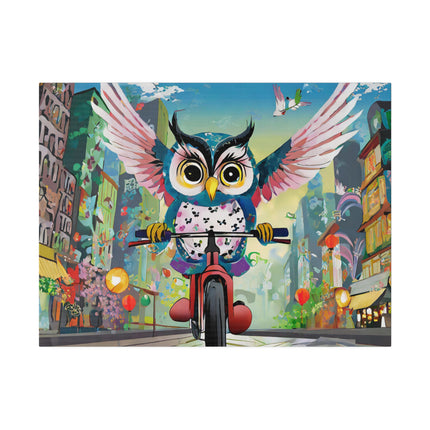Cycling Owl Matte Canvas, Stretched, 0.75"