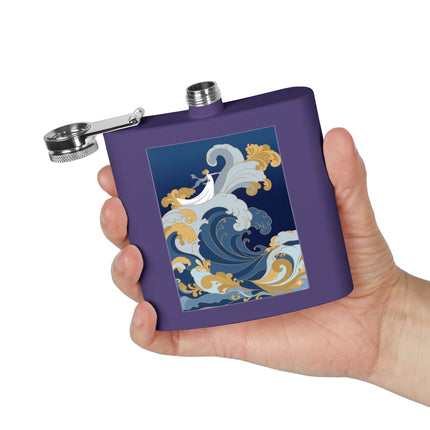 Wave Enchantress Flask – Oceanic Grace & Golden Tides