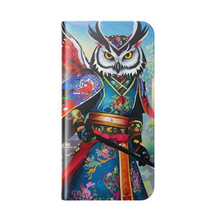 🦉⚔️ Cyberpunk Samurai Owl Flip Case – Neon Wisdom & Warrior Honor