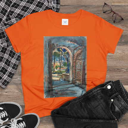 Gate in S. Miniato by Martin Monnickendam Women's Midweight Cotton Tee