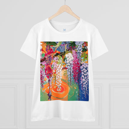 Women's Golden Wisteria Print Midweight Cotton Tee