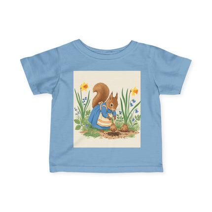 🐿️🌼 The Little Spring Garden Squirrel Infant Fine Jersey Tee – Whimsical Woodland Charm