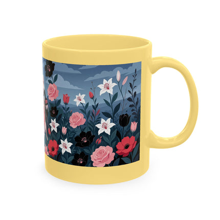 🌹🖤 The Lady Of The Midnight Rose Garden Ceramic Mug – Art Deco Floral Elegance