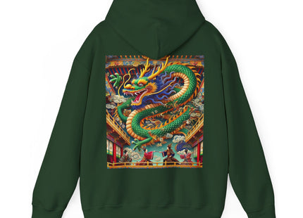 Tibetan Dragon Over Kabuki Duel – Heavy Blend™ Hooded Sweatshirt