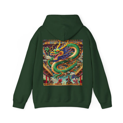 Tibetan Dragon Over Kabuki Duel – Heavy Blend™ Hooded Sweatshirt