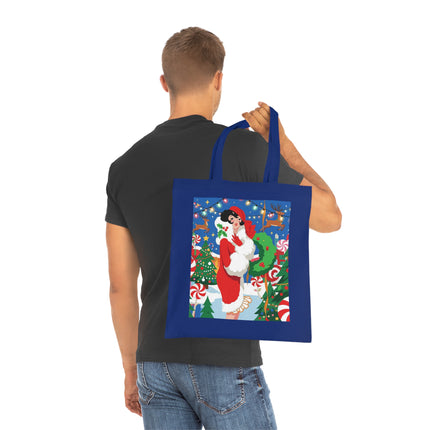 🍬🎄 The Lady Of The Peppermint Christmas Garden Cotton Tote Bag – Art Deco Holiday Fantasy