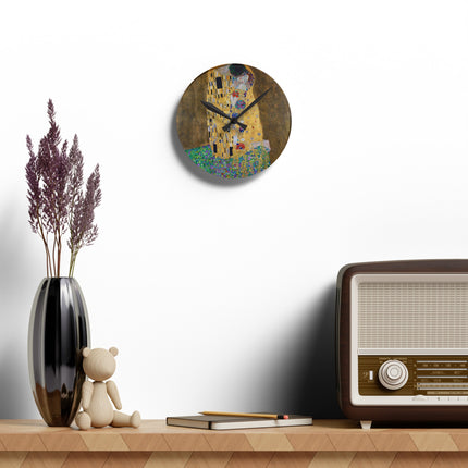 The Kiss by Gustav Klimt Acrylic Wall Clock, Round and Square