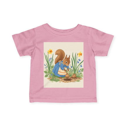 🐿️🌼 The Little Spring Garden Squirrel Infant Fine Jersey Tee – Whimsical Woodland Charm