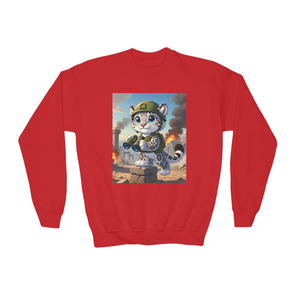 Snow Leopard Lookout Youth Crewneck Sweatshirt – Courage, Curiosity & High-Altitude Adventure