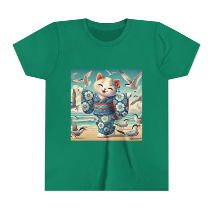 Geisha Kitten by the Seaside Youth Short Sleeve Tee
