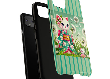 Geisha Kitten and the Dandelion Phone Cases