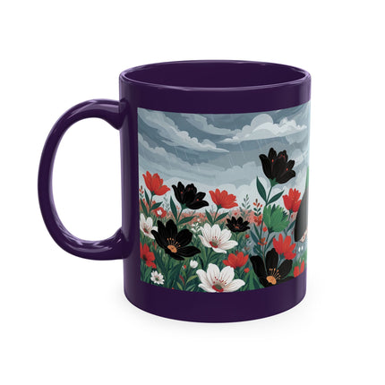 🌺☔ The Lady In The Stormy Flower Garden Ceramic Mug – Art Deco Fashion Elegance