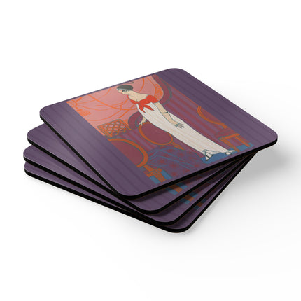 L’Entracte by Georges Lepape Corkwood Coaster Set