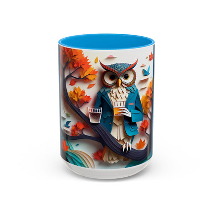 Owl at an Autumn Park Colorful Mugs (11oz, 15oz)
