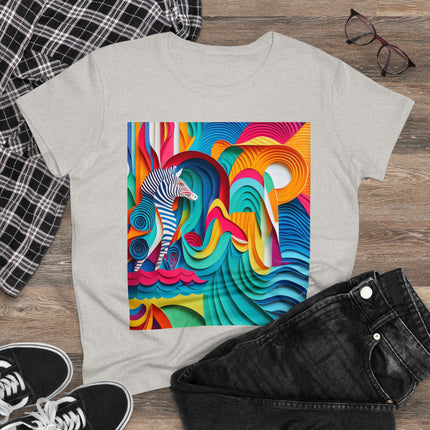 Surfing Zebra Women's Midweight Cotton Tee